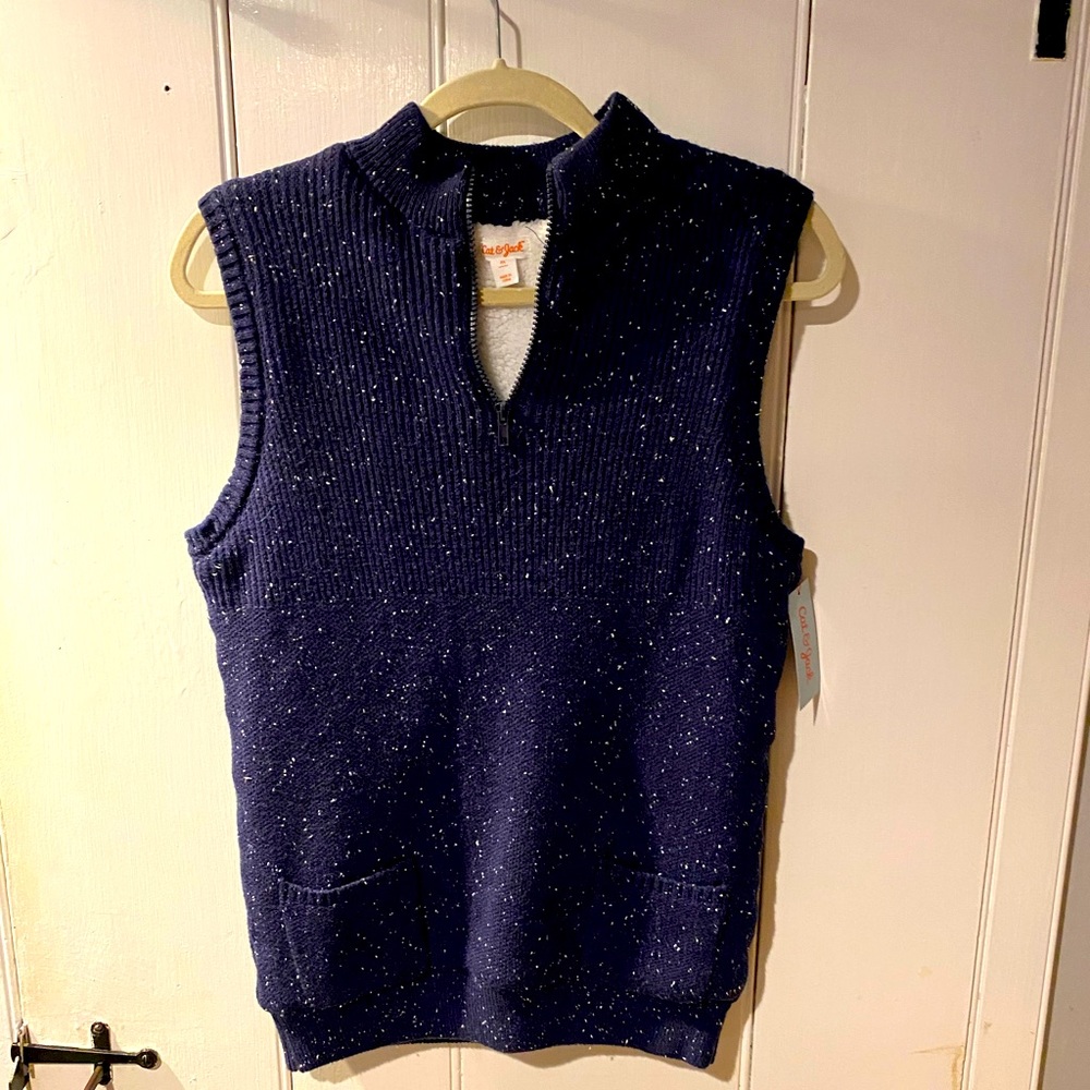 Faux fur lined sweater vest